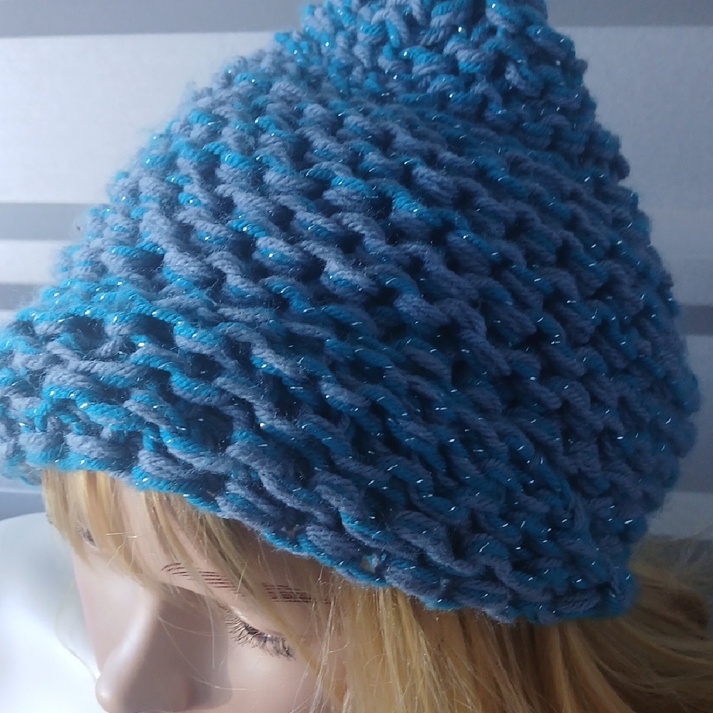 Blue Knitted Women's Hat